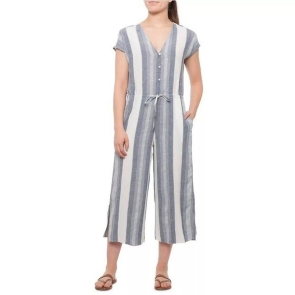 Anthropologie Cloth & Stone Linen Blend Cropped Jumpsuit Size Small